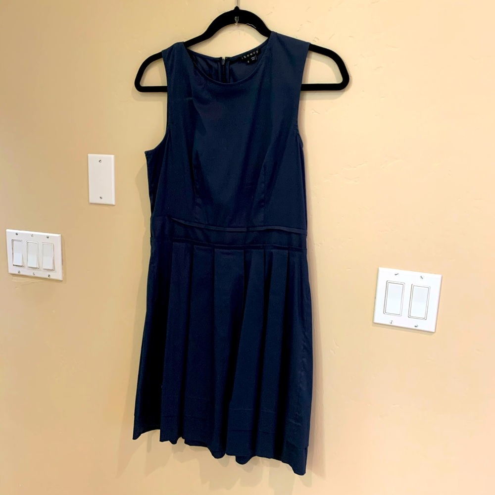 Theory pleated navy dress